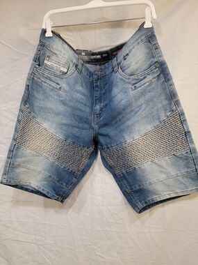 NWT Ecko Unltd Men’s Denim Shorts Size 36 Blue Relaxed Fit Moto Biker